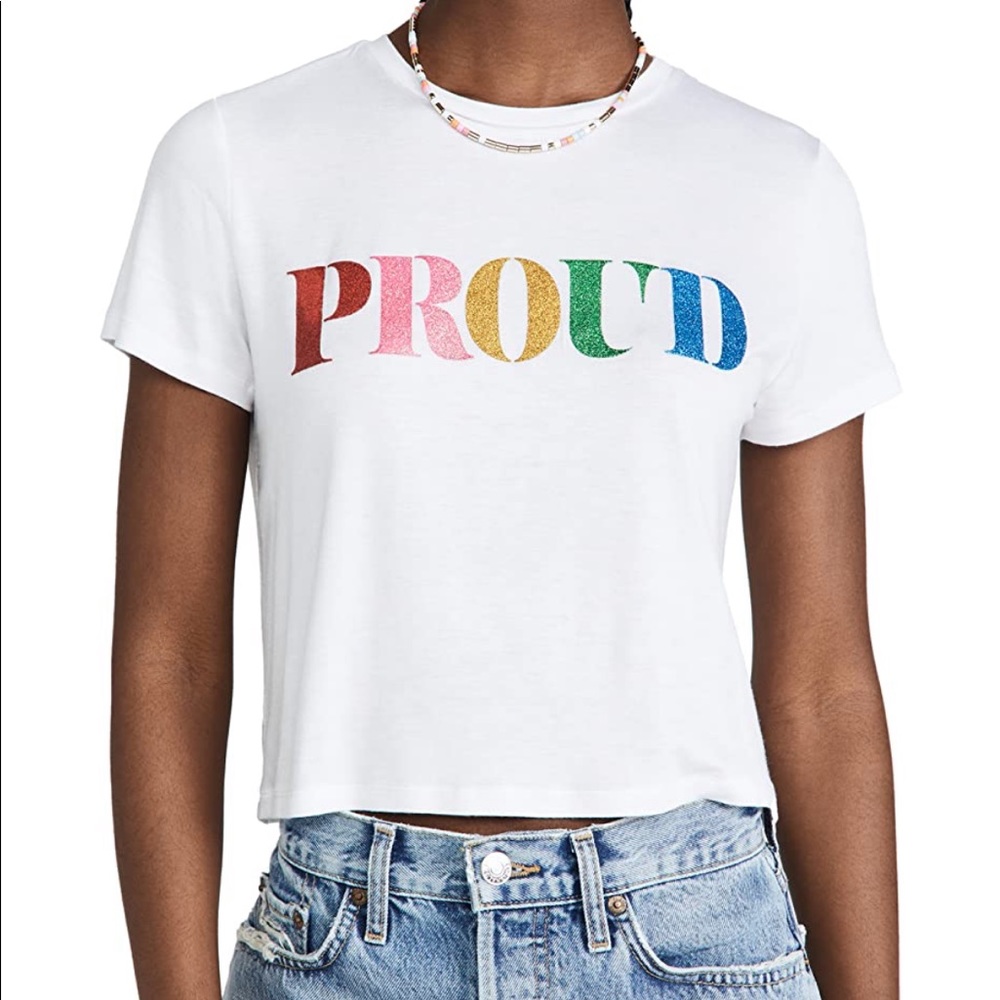 NWT Beach Riot rainbow glitter Proud crop shirt